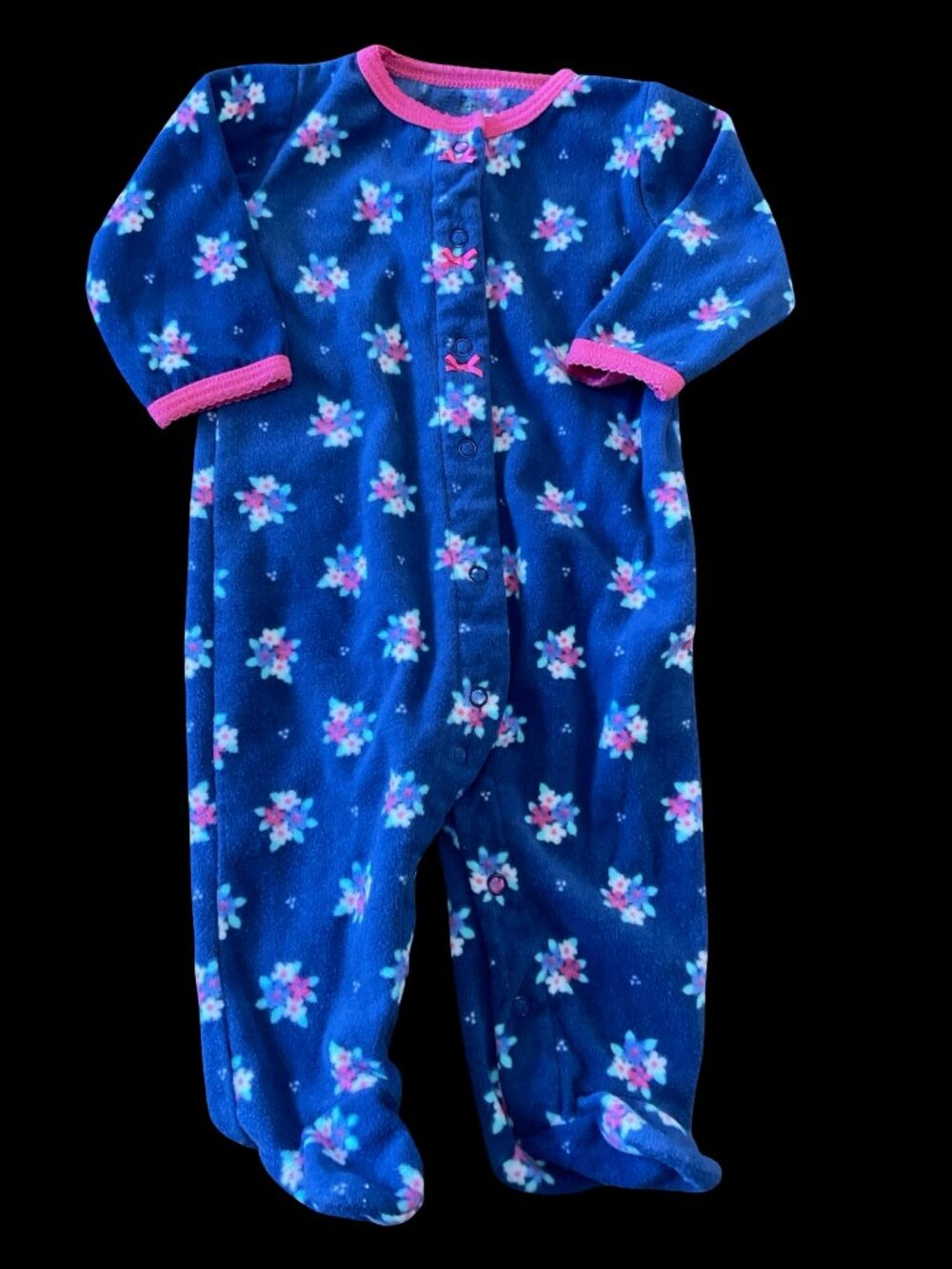👣 5/$25 - Navy/Pink Floral Print Fleece Sleeper